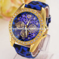 Leopard style diamond quartz wrist watch for women